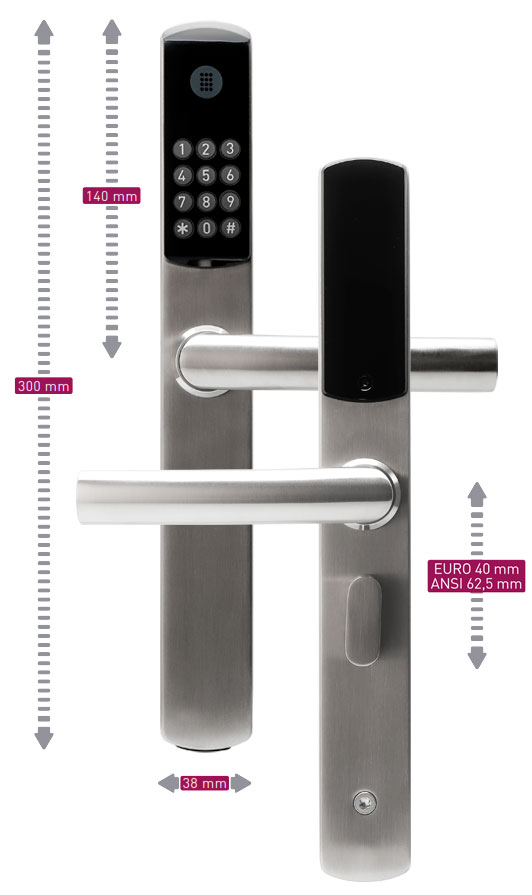 Electronic Hotel Lock SLIM CODE - Dimensions